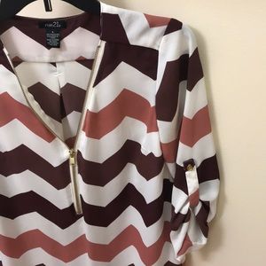 Chevron zip up shirt